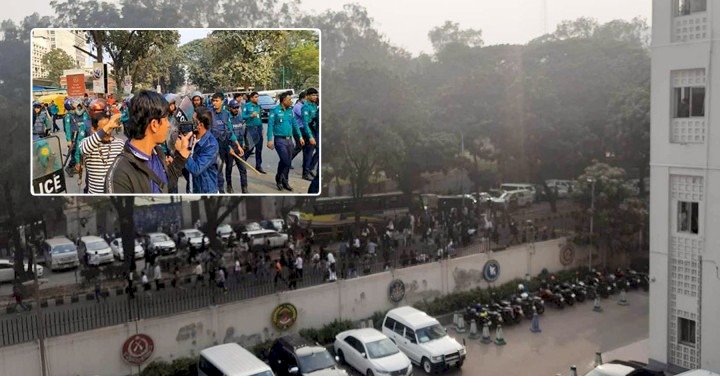 সচিবালয় গেটে ধাওয়া-পাল্টা ধাওয়া, পুলিশের ফাঁকা গুলি